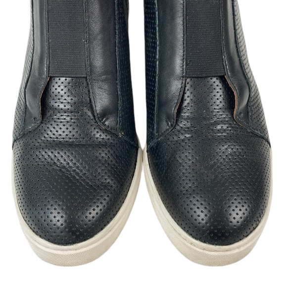 Linea Paolo Felicia Black Perforated Leather Wedge Sneaker, Size 8 - Picture 4 of 15